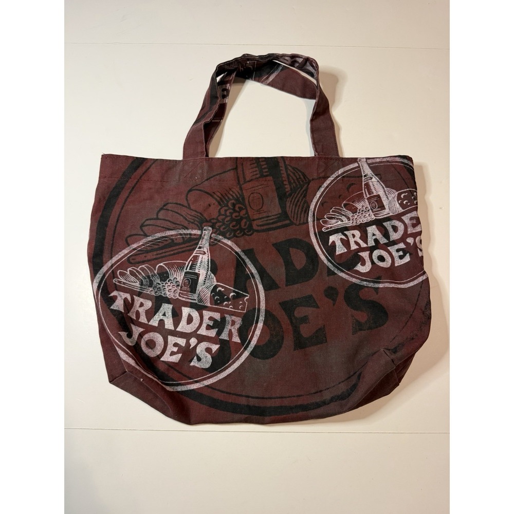 Vintage Trader Joe's Purple Burgandy Canvas Cheese And Bread Tote Bag Rare Color